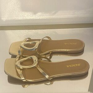 Soda Women's Metallic Gold Sandals